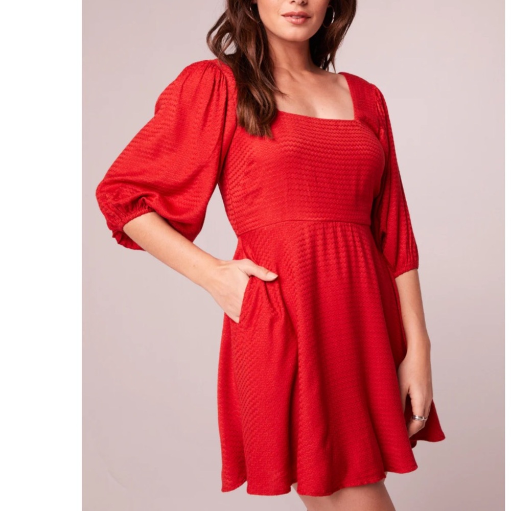FINAL PRICE Band of Gypsies Red Puff Sleeve Mini Dress